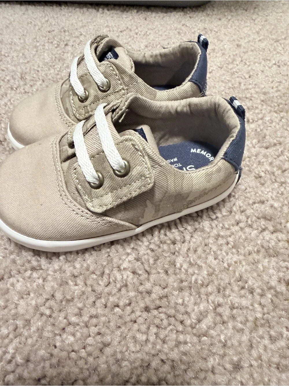 Sperry Tan Canvas Sneakers.